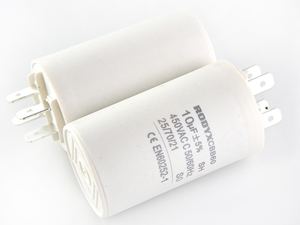 Конденсатор пусковой CBB60-A (клеммы) 50 uf 450 VAC 5% 50x100mm RODYX серия CBB60A (P/N CBB60A50UF450VAC5%)