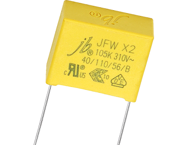 Конденсатор Class X2 0,1 uf 310 VAC 10% 18x12x6mm Pitch 15mm JB Capacitors серия JFW (P/N JFW0A9104K150000B)