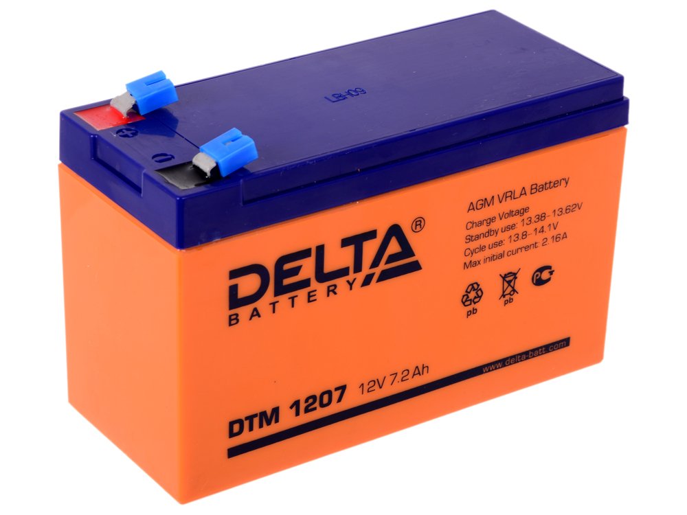 Аккумуляторная батарея свинец (сухой элемент, AGM) 12V 7,2 А/ч 151х94х65mm DELTA Battery (P/N DTM1207)
