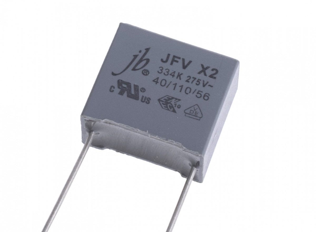 Конденсатор Class X2 1 uf 275 VAC 10% 13x16x8mm Pitch 10mm KNSCHA серия MPX (P/N MPX105K3182X20046)