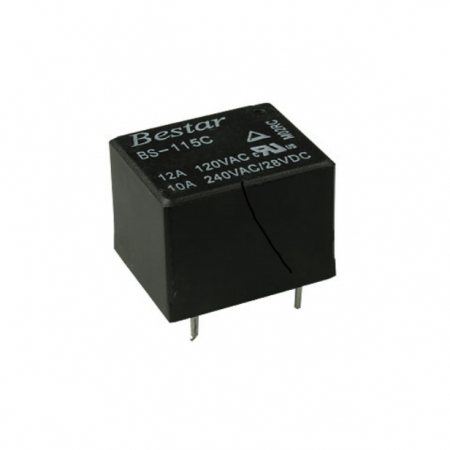 Реле электромеханическое силовое BS-115C-12A-24VDC 24VDC 120VAC 12A 19x15,5x15,2mm Bestar (P/N BS-115C-12A-24VDC)