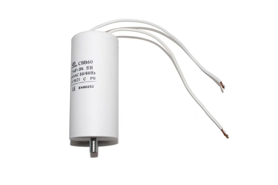 Конденсатор пусковой CBB60(гибкие выводы+болт) 4 uf 450 VAC 5% 30x50mm DINGFENG серия SH (P/N CBB60-402J450VAC3050)
