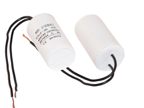 Конденсатор пусковой CBB60-K(гибкие выводы) 45 uf 450 VAC 5% 50x100mm RODYX серия CBB60K (P/N CBB60K45UF450VAC5%)