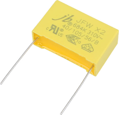 Конденсатор Class X2 4,7 uf 310 VAC 10% 32x28x18mm Pitch 27,5mm JB Capacitors серия JFW (P/N JFW0A9475K275000B01)
